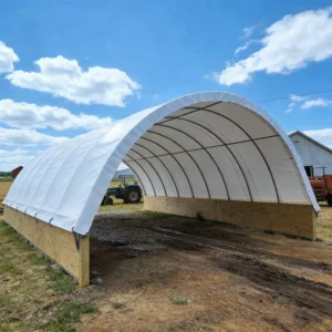 Factory Direct 40ft Modern Dome Shelter Hot Dip Galvanized Steel Frame PVC Fabric Car Parking Storage Shipping Container