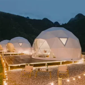 Factory Direct Big Sale Luxury Glamping Tent Custom Logo PVC Four season Steel Frame Waterproof Fireproof Wind Resistant Dome