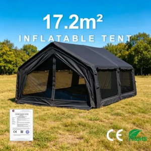 Factory Direct Black 17.2m Double Layer Oxford Inflatable Glamping Tent Waterproof Cotton Four Season Outdoor Camping Tent CE