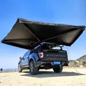 Factory Direct Double Rod 270 Degree Fan Shaped Car Side Tent Quick Open Oxford Fabric Canopy Single Layer