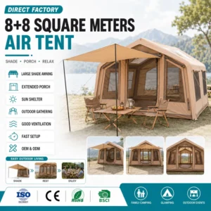 Factory Direct OEM ODM Custom Logo 8+8 Sqm Air Tent Fast Setup Inflatable Tunnel Tent with Mesh Windows