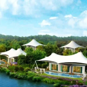 Factory Direct Sale Upscale Luxury Resort Steel Prefabricated Glamping Houses Tents with Bathroom