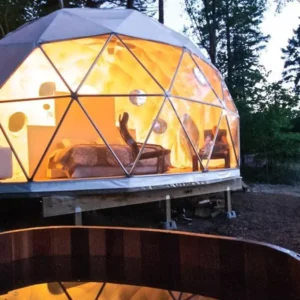 Factory Direct Selling Steel Frame 6m Diameter Eco Transparent Roof Covers Half Geodesic Dome Shape Tent