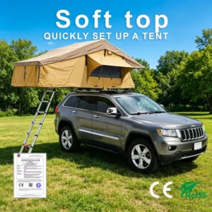 Factory Direct Soft-Top Rooftop Tent Quick Setup Waterproof SUV Car Camping Tent with Ladder CE RoHS Certified