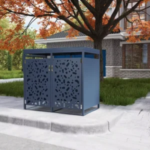 Factory Garbage Bin Shed for 2 Trash Cans Aluminum Galvanized Steel Outdoor Bin Shed
