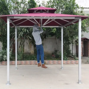 Factory Manufacture Aluminum Garden Pavilion Outdoor Backyard Garden Patio Commercial Gazebo Waterproof Windproof