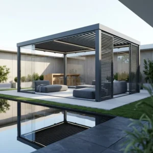 Factory Modern Aluminum Pergola Waterproof Snowproof Motorized Outdoor Garden Gazebo Adjustable Louvered Roof Patio