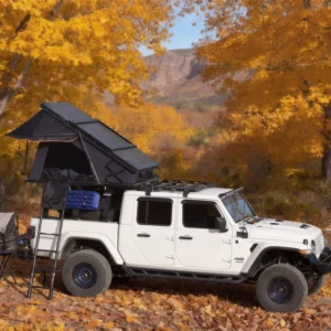 4 Person Triangle Clamshell Rooftop Tent Waterproof Four-Season Quick Automatic Opening with Camping Ladder