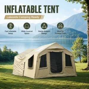 Factory Supply Family Camping Tent Waterproof Pvc Fabric 2 Rooms Inflatable Tent Roof Tent for Travel