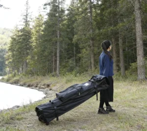 Factory Supply Large Capacity Tent Transport Bag with Wheels Durable Zipper Adjustable Strap Bag for Outdoor Camping Gear