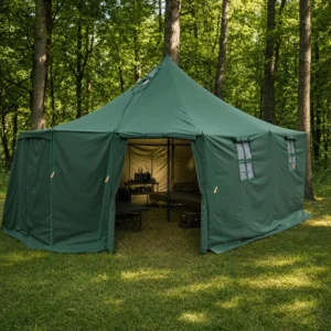 High Quality Heavy Duty Canvas Camping Tent Waterproof Windproof 4 Season Large Family Glamping Tent with Poles