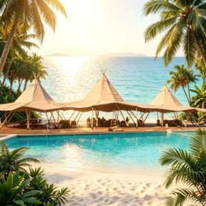 Factory Tipi Glamping Tent UV Protection Sand Resistant Canopy for Tropical Island Resort Beach Event Rental Business