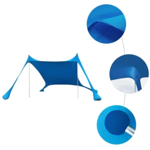 Family Beach Tent Canopy Sun Shade Pop-Up Tent with 4 Poles and Portable Carry Bag