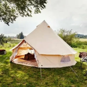 Family Camping Glamping Cotton Canvas Yurt Large Tent Outdoor All Weather