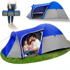 Family Double-Layer Dome Tent Tropical Style 3-4 Person 4-Season Waterproof 3000mm Glued Seams Polyester