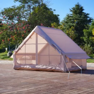 Family Glamping Inflatable Tent 6.3sqm Large Skylight Double Door Camping Air Tent 3 4 Person Easy Quick Setup