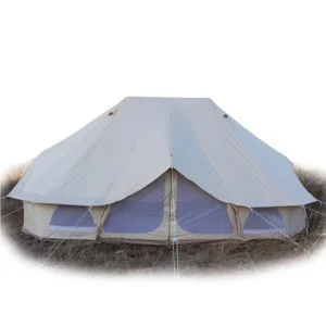 Family Glamping Yurt Large Canvas Pyramid Tent with Twin Waterproof Floors and Bell Door for Comfortable Camping