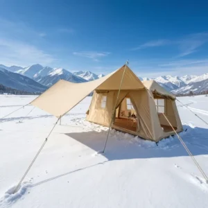 Family Inflatable Cabin Tent 420D Oxford Khaki Shelter 396x270x200cm PVC Air Frame Glamping Trade Factory