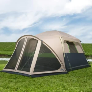Family Outdoor Camping Tent for 6-10 People, Two Bedrooms, Screen Porch, Rain Cover, PVC Mesh, Easy Storage Handbag