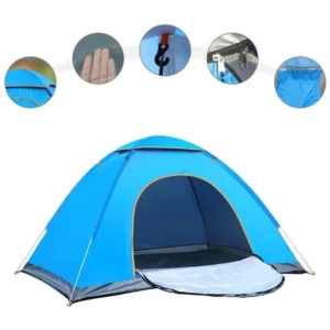 Family Size Pop-up Camping Tent Canopy Oxford Waterproof 2-3 Person Three-Season Ventilated Mesh Windows All Weather Conditions