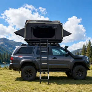 Fast Opening Side Fold Aluminum Alloy Hard Shell Rooftop Tent with Ladder for SUV Truck Jeep
