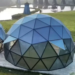 Fiberglass Geodesic Glass Green Prefab House Dome Tent Transparent Igloo Hotel Luxury Glamping Outdoor Dome Tent