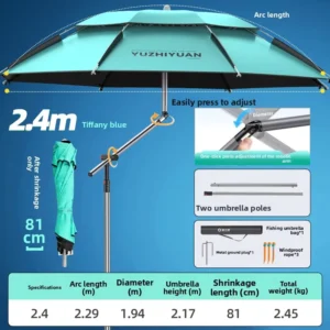 Fishing Tent for 3-4 People Steel Rod 1000-1500mm Waterproof Portable Three-Folding Outdoor Sunshade Windproof Rainproof