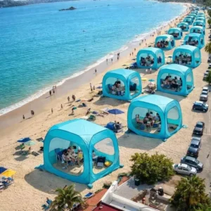 Flat Pack Quick Set Up Waterproof Sun Shelter Cabana Tent for Event Party Outdoor Garden Patio Backyard Pool Hotel Beach