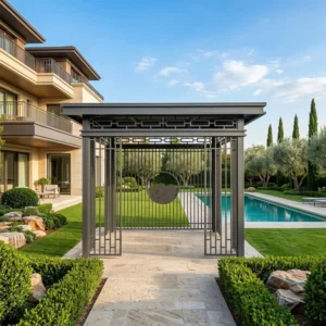 Flat Roof Aluminum Gazebo Fluorocarbon Coating Waterproof Outdoor