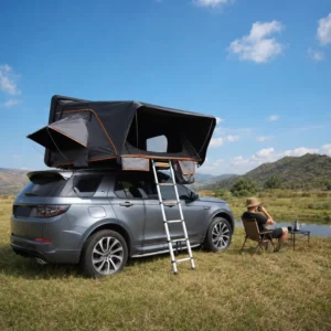 Fold Out Aluminum Hard Shell Roof Top Tent Slim Car Roof Tent for SUV Off Road Camping 2 Person Waterproof Outdoor Overland Tent