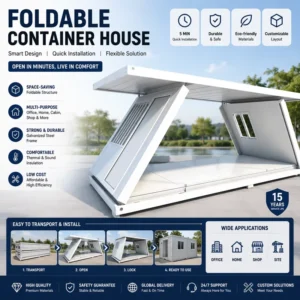 Foldable Expandable Prefab Container House, 20ft 40ft Portable Modular Home, Waterproof Living or Office Unit