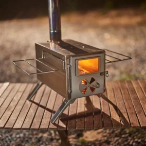 Foldable Stainless Steel Geodome Tent Wood Stove with Oven Heating for Cold Weather Camping & Garden Use