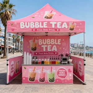 Foldable Weatherproof Personalized Tent Display Commercial Oxford Fabric Windproof Bubble Tea Tent for Market Stall