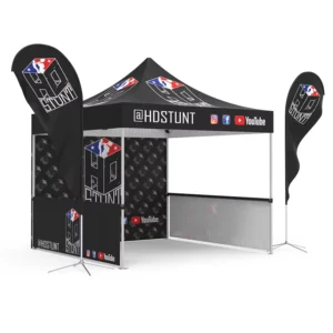 Folding Aluminum Pop-Up Canopy Tent with UV-Resistant Fabric, 10×10 ft, for Trade Shows