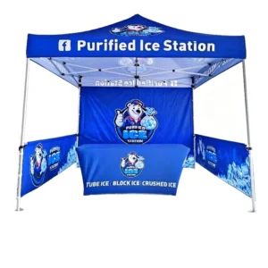 Folding Iron Pipe Advertising Tent for Trade Shows, Exhibitions, and Market Stalls, Rainproof Canopy, Full-Color Inkjet-Printed Side
