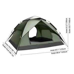 For Summer Fiberglass Two Bedrooms Instant Pop up Camping Tent for 2 3 People 2 in 1 Double Waterproof