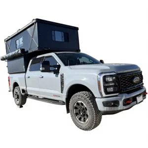 Ford F350 Lariat 6’9″ Bed Straight Bracing Type Four-Season Aluminum Hard Shell Rooftop Tent with Quick Automatic Opening