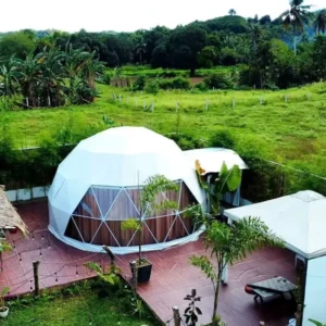 Forest Glamping Geodesic Dome House Prefab Half Sphere Domos Pvc Geodesic Dome Tents for Camping Dome Tent