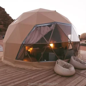 Forest Glamping Prefab Half-Sphere PVC Geodesic Dome Tent Camping Dome House