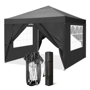 Four-Corner Folding Outdoor Activity Tent with Iron Hollow Frame and Sun and Rain Protection Canopy
