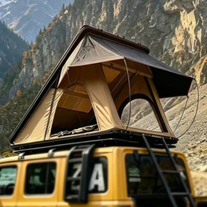Four Season 2 Person Waterproof Triangular Aluminum Hard Shell Rooftop Tent with Oxford Fabric