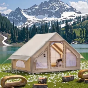 Four-Season Camouflage Outdoor Cabin House Inflatable Air Tent Waterproof Oxford Fabric Skylight Stove Port Event Parties