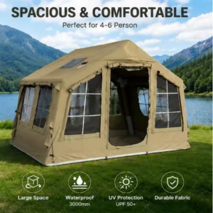 Four-Season Cotton Inflatable Camping Tent Wind and Rain Resistant Breathable Durable Waterproof Built-In