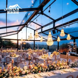 Four-Season Outdoor Atrium Event Marquee Tent with Sky Window, Modular PVC and PC Hexagon Structure, Windproof