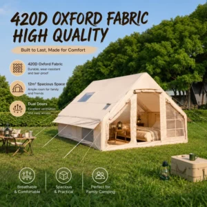 Four-Season Portable Inflatable Tent 420D Waterproof Oxford Cloth Double-Door AB Type 8-12 People