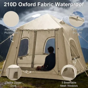 Four Season Quick Automatic Opening Inflatable Tent for Glamping Camping Ultra Light & Waterproof 3000mm