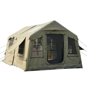 Four-Season Waterproof Green TC Cotton Double-Layer Inflatable Camping Tent