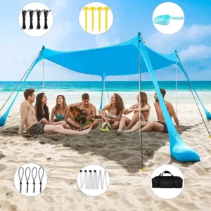 Four-Sided Elastic Beach Camping Tent Outdoor Sun-Protection Canopy for Cooling & Shade
