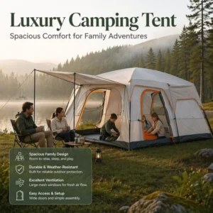 Four season Double layer Outdoor Glamping Camping Tents 2 Rooms 1 Hall with Awning Waterproof Family Camping