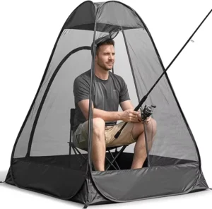 Four-season Net Tent for Camping Fishing Black Mesh Chair Waterproof Roof Easy Zipper Door Portable Single Person
